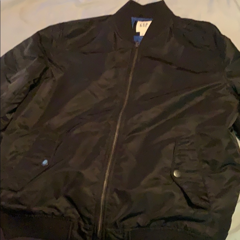 Blue and black bomber jacket